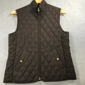 Lands End Women's Quilted Vest Size Small Brown Full Zip Pockets Lightweight